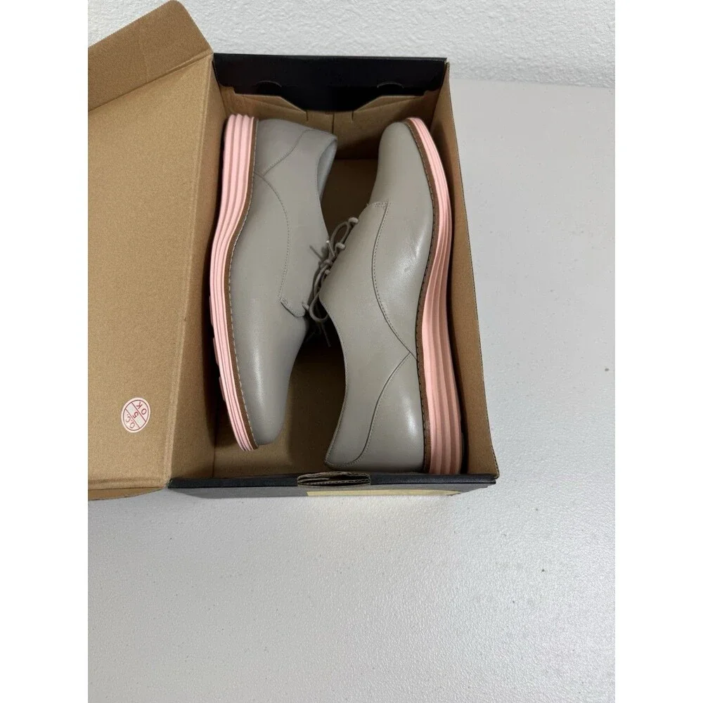 Cole Haan Original Grand Oxford Women’s 9.5B Gray Leather Pink Sole W17145 New